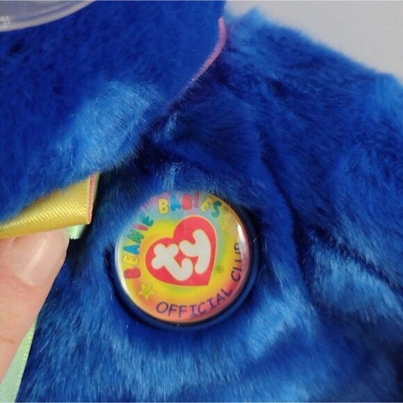 Vintage 1999 Beanie Buddies Clubby Official Club Teddy Bear Blue Plush Lovey 12" - Picture 4 of 6